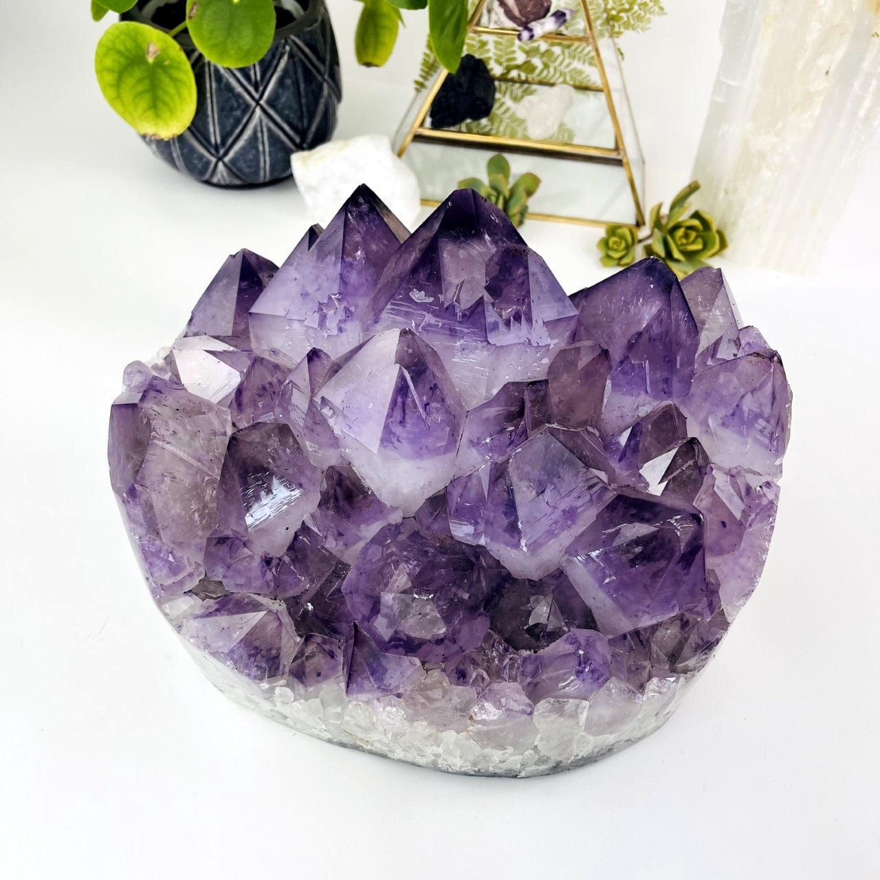 Amethyst Crystal Cluster  - Large Gorgeous Crystals with Polished Sides