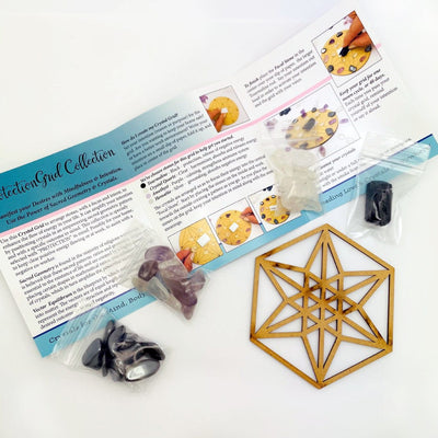 Protection Crystal Grid Set in Package showing all that is in the kit