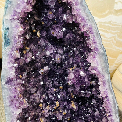 a close up  of Amethyst Cathedral with Deep Purple Crystals