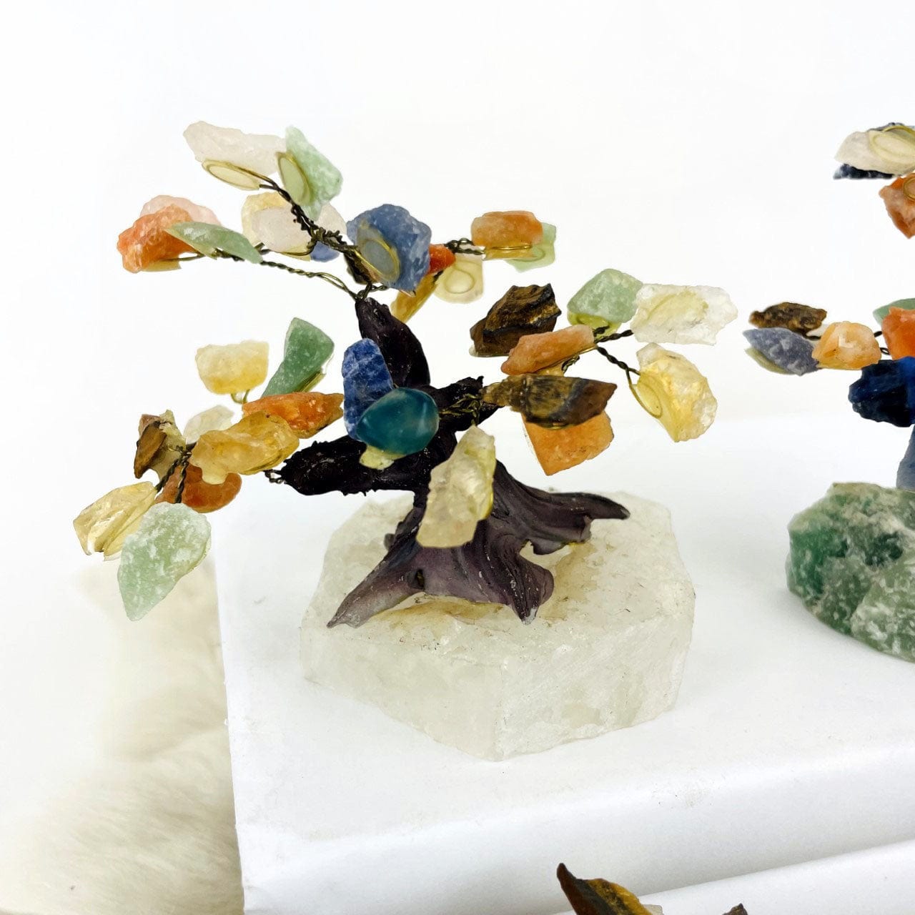 Gemstone Assorted Crystal Trees with Quartz Rough Stone Base