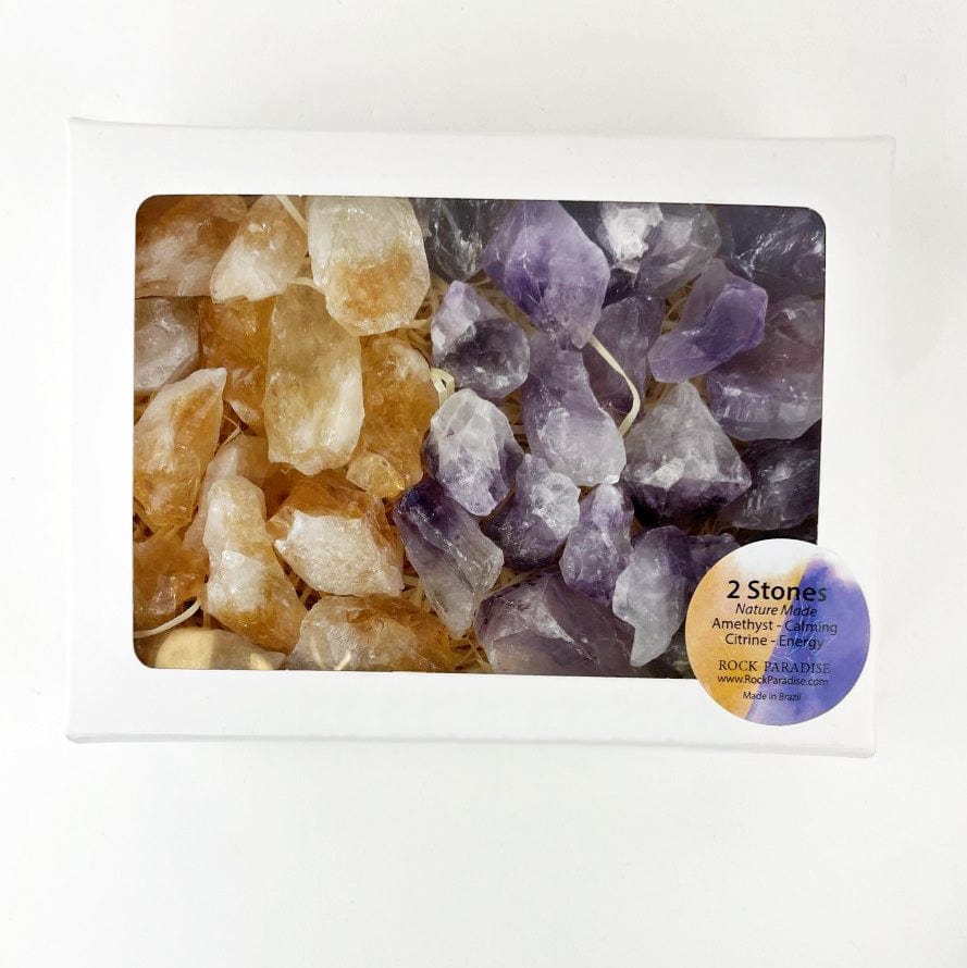 Amethyst and Citrine (Golden Amethyst)  Pieces in Window Box