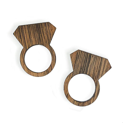 Wooden Cat and Ring Shaped Rings - 2 rings