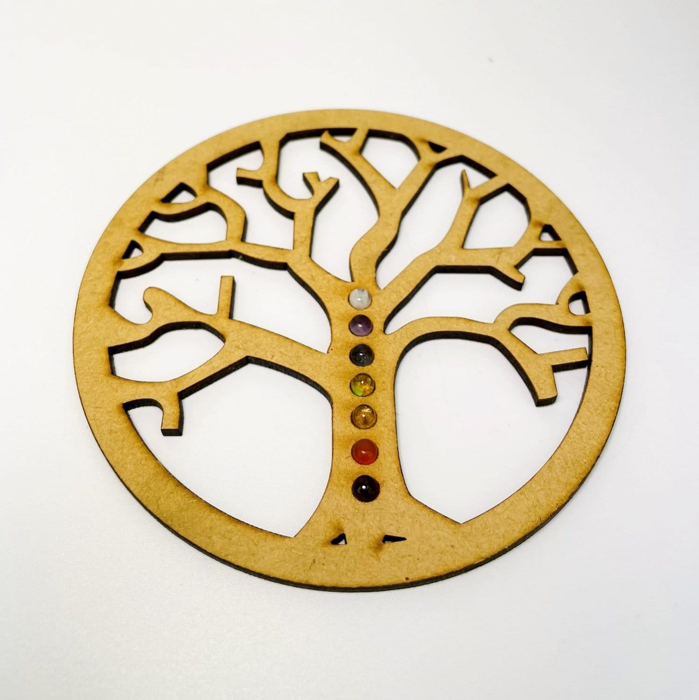 up close shot of tree of life display on white background
