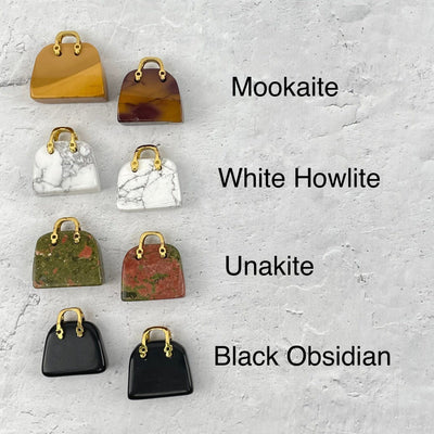 crystal purse next to its gemstone name. you select your favorite one 