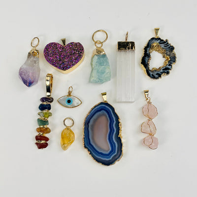 close up of the pendants 