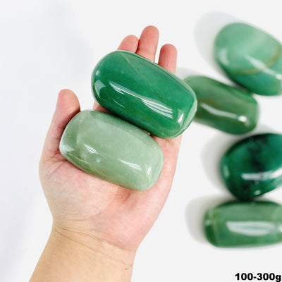 Green Aventurine Large Tumbled Stones - 2 in a hand