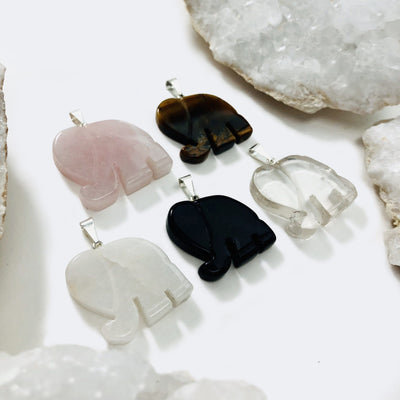 Elephant Gemstones Pendants Also Available In Tigers Eye  - Crystal Quartz  - Quartz  - Obsidian  - Rose Quartz   - Blue Quartz  - Amethyst  - Sodalite   -Blue Goldst