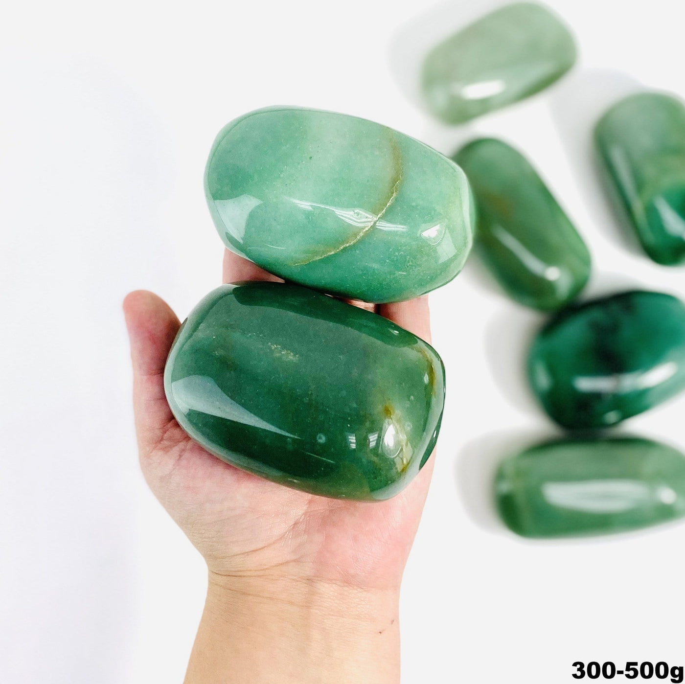 Green Aventurine Large Tumbled Stones - 2 in a hand