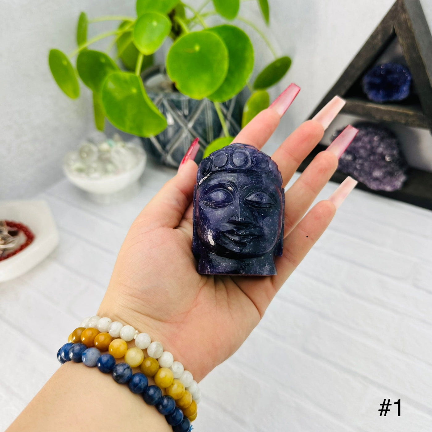  Lepidolite Buddha Head - You Choose - choice number one in hand for size reference 