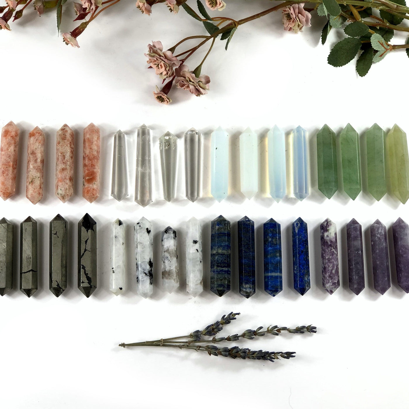 multiple gemstones displayed to show the differences in the crystal types 