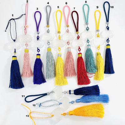 Lotus Flower Colored Tassels - You Choose from Blue, Pink, Gray, Yellow, Red, or Teal .
