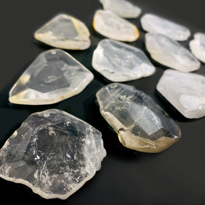 Crystal Quartz Drilled Pendants - side view