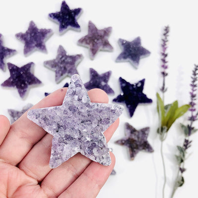 Amethyst Druzy Star  - lighter one in a hand