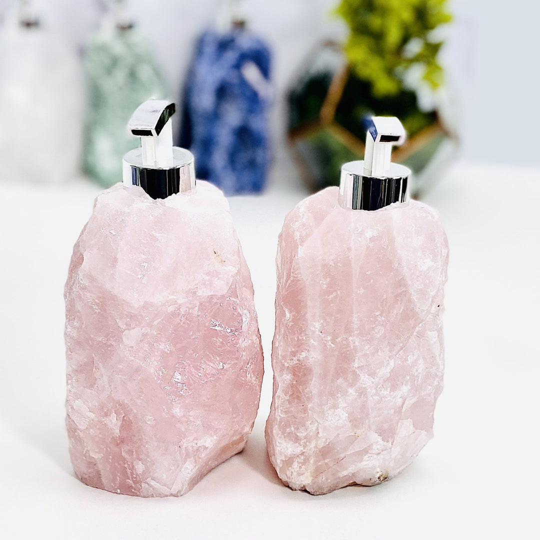 High Quality Rough Stone Soap shops Dispensers Quartz Soap dispenser Aventurine Soap dispenser Raw Crystal Stone home decor, gifts, display