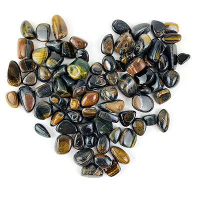 Blue Tigers Eye Polished  stones in a heart shaped pile