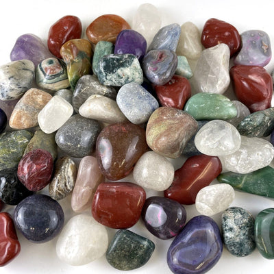  Large Tumbled Gemstones laid out on a table