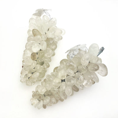 2 crystal quartz Large Polished Stone Grape Bunches with Silver Leaf
