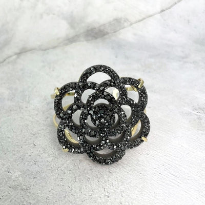 up close druzy flower cuff