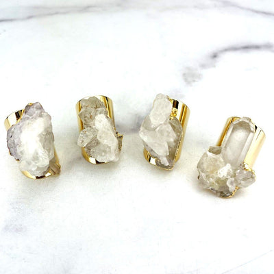 Multiple Crystal Cluster Ring with 24k Gold Electroplated Band to show various cluster formations and sizes
