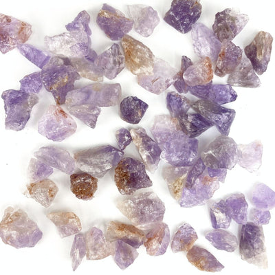 Amethyst Stones spread out on a table