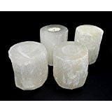 selenite candle holders on display for possible variations