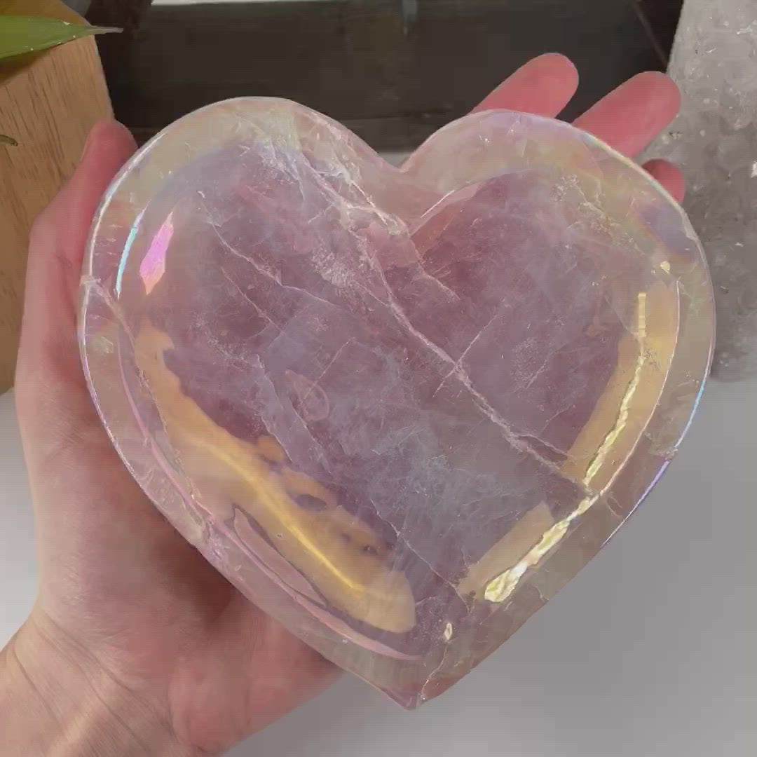 video of angel aura rose quartz heart bowl for shine