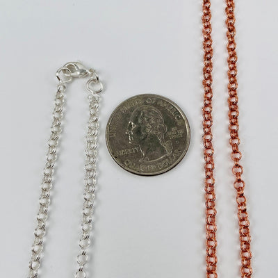 chain next to a quarter for size reference 