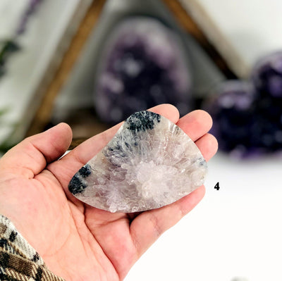 hand holding up variant 4 of Amethyst Flower Crystal Clusters