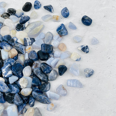 Mixed Blue Stones - 1 pound bag of Sodalite and Blue Lace Agate