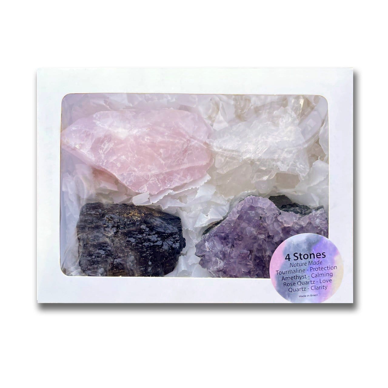Amethyst~Rose Quartz~Crystal~Tourmaline Cluster Flat Box (BOX-16)