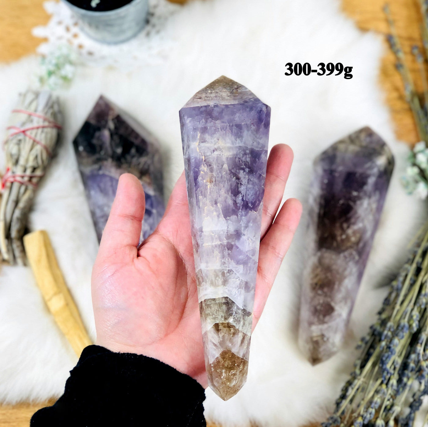 seven minerals in one stone double terminated points available in 300-399grams 