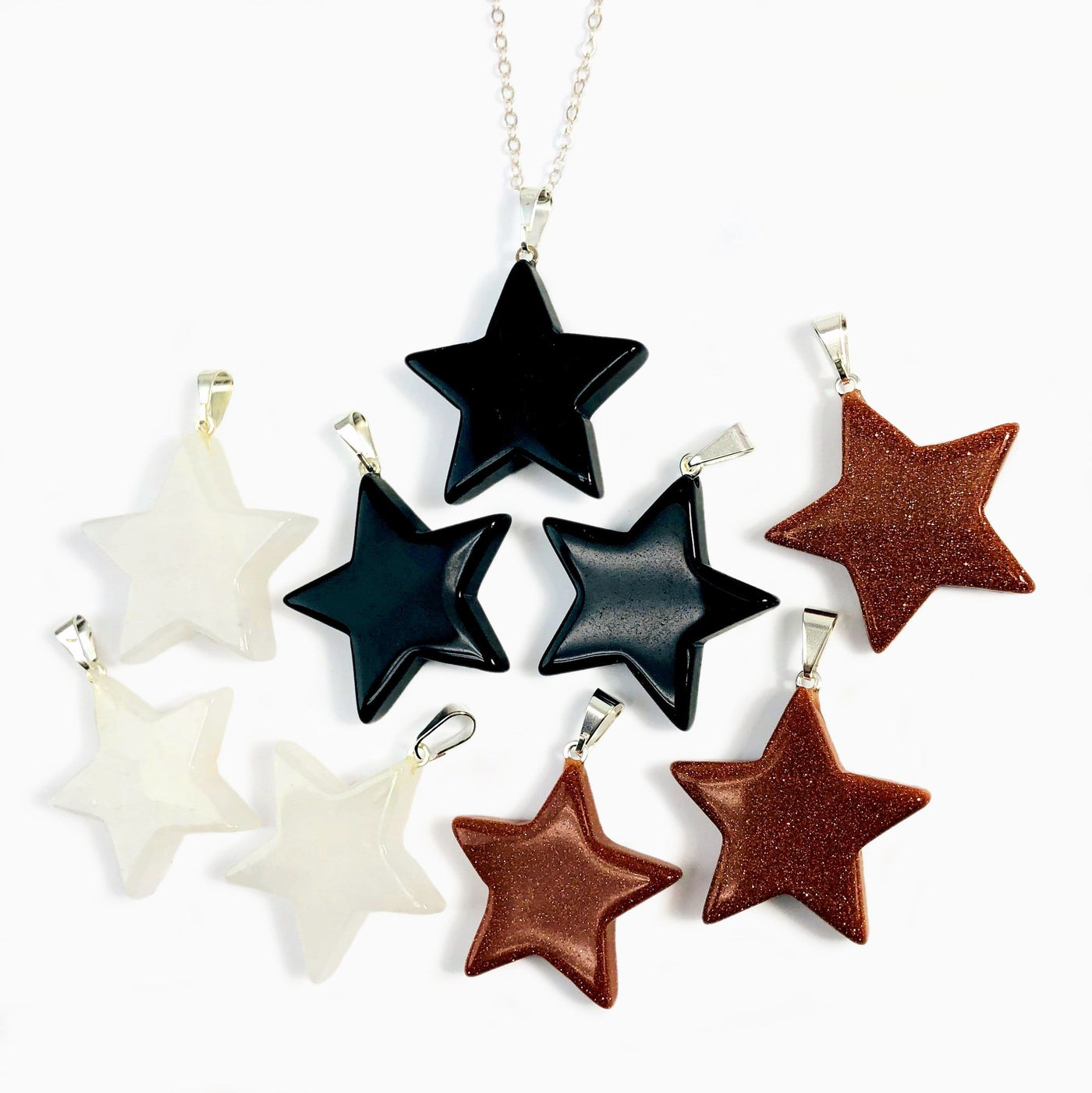 star pendants displayed on necklace chain