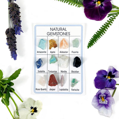 Natural Gemstone Cards on a table