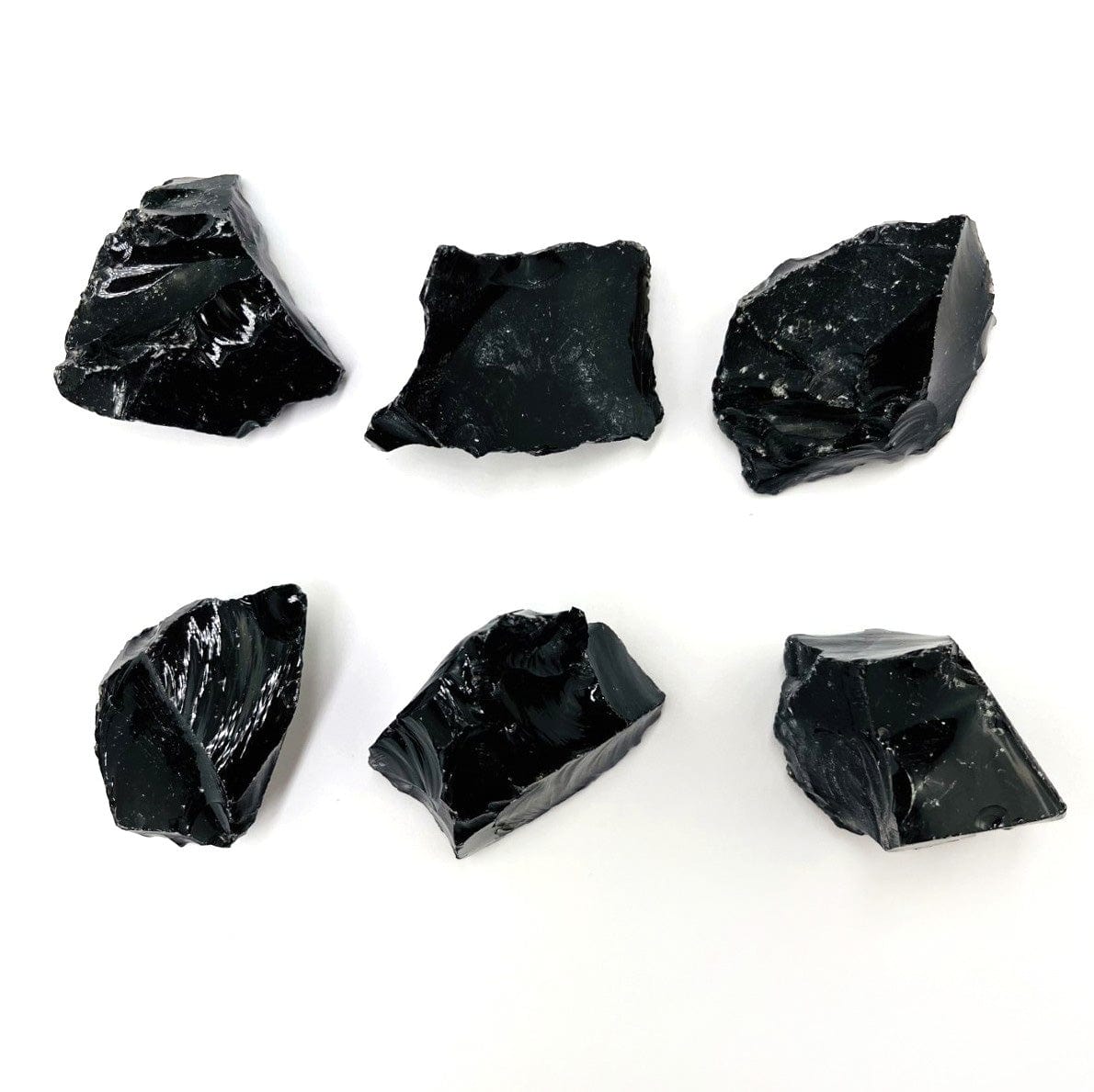 6 Black Obsidian Natural Stones