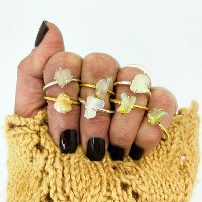 Opal Gemstone Rings in Gold and Silver on hand