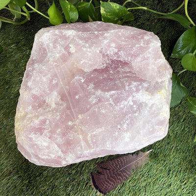 Giant Rose Quartz Piece from top view