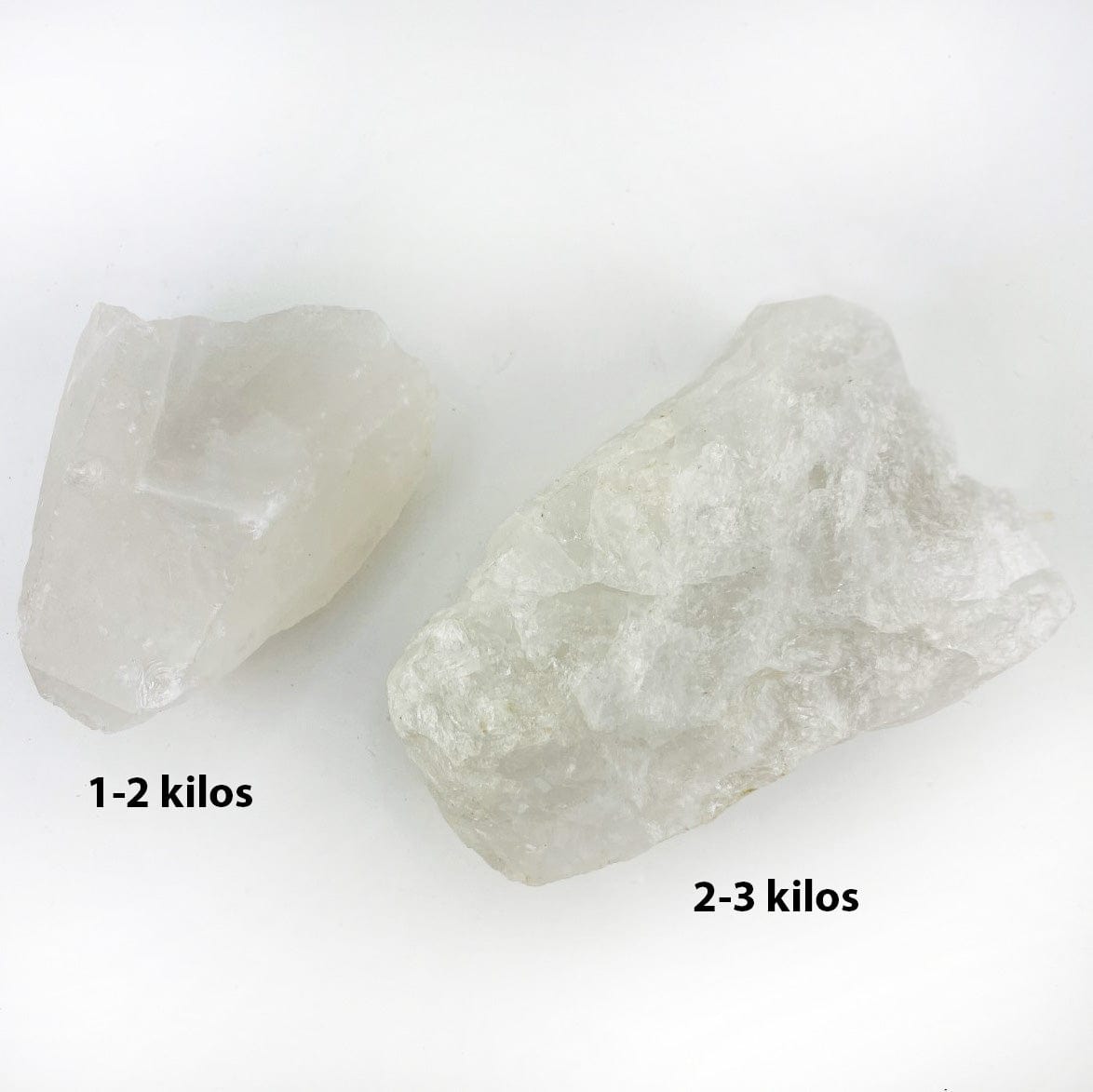 Crystal Quartz Chunk showing 1-2 kilos size and 2-3 kilos size