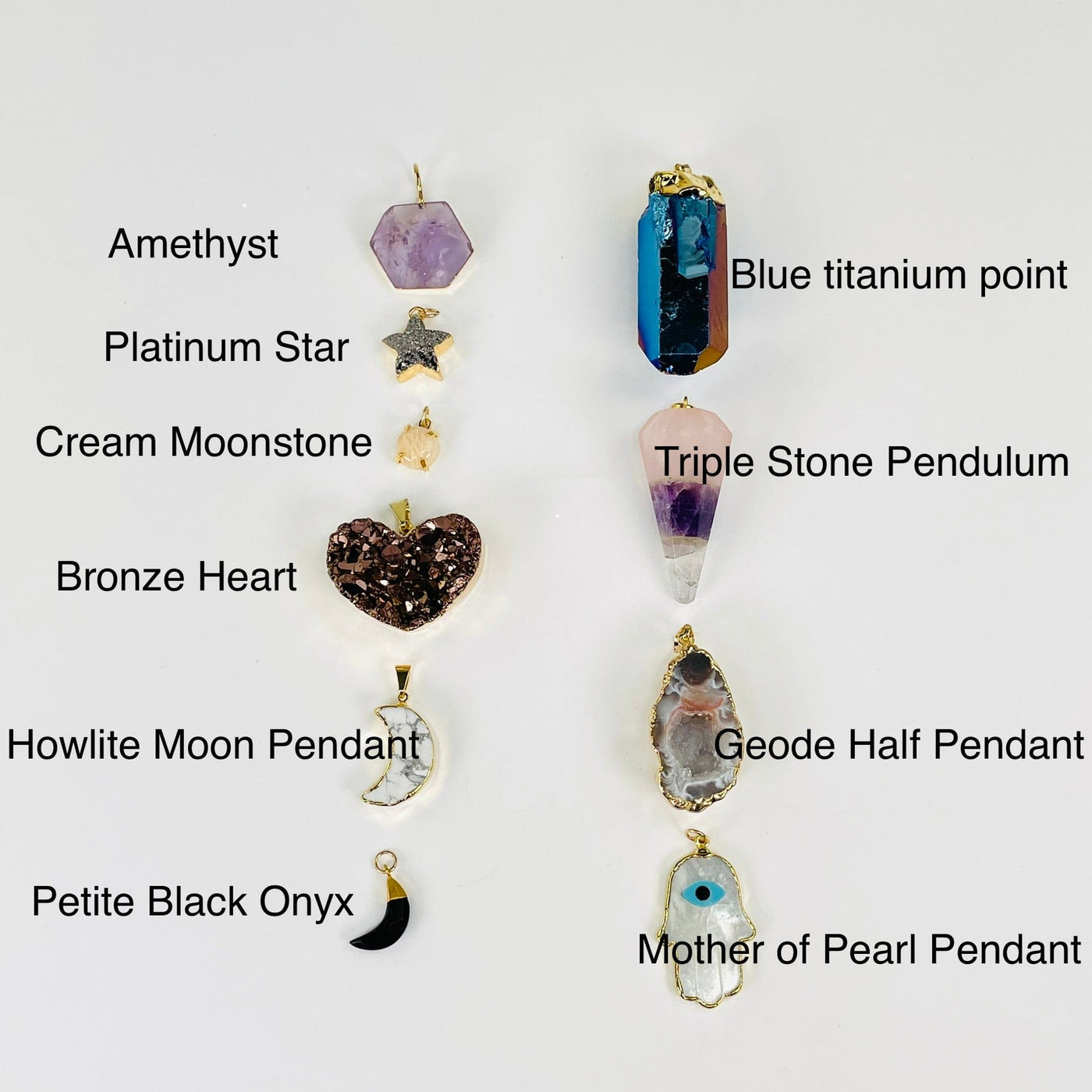 candy pendants and charms next to they stone name 