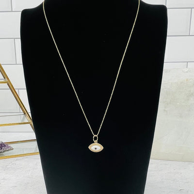 necklace displayed to show how it hangs 