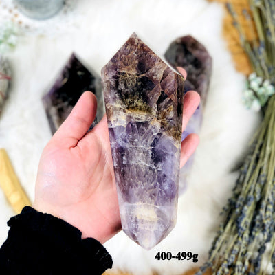 seven minerals in one stone double terminated points available in 400-499grams 