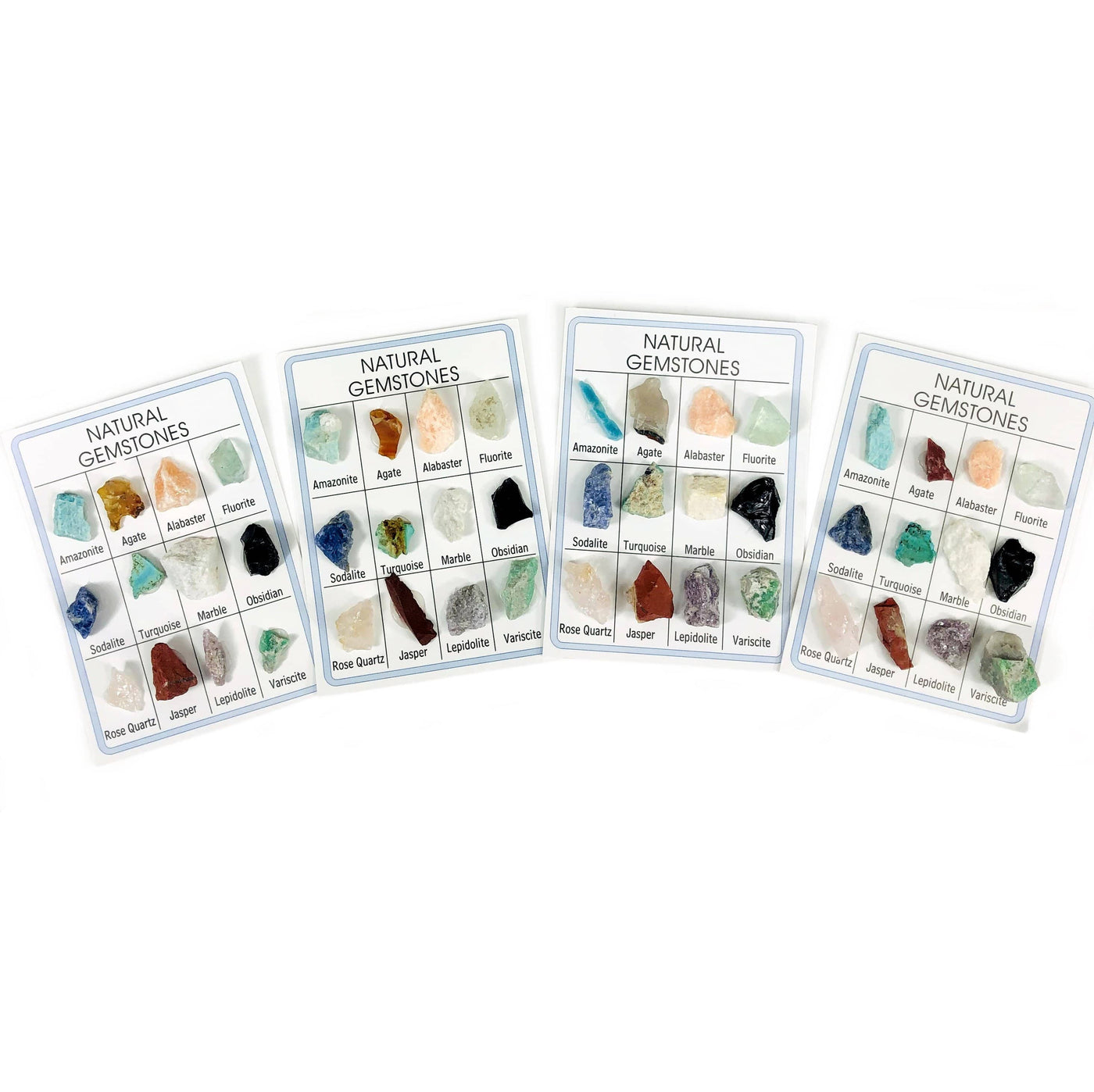 Natural Gemstone Cards - 4 sets