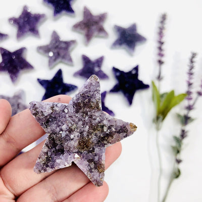 Amethyst Druzy Star in a hand