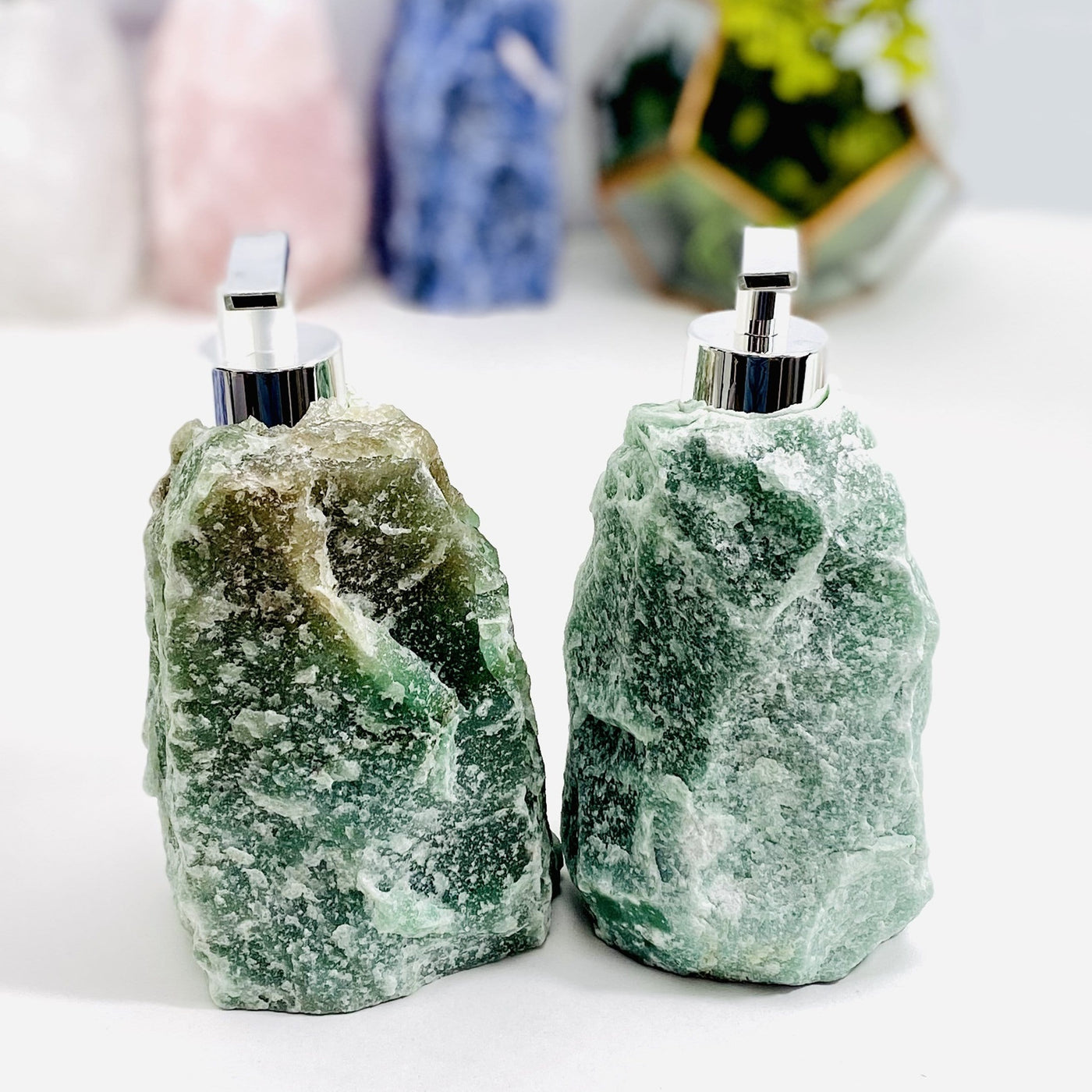 Two Green Colour Gemstone Soap Dispenser