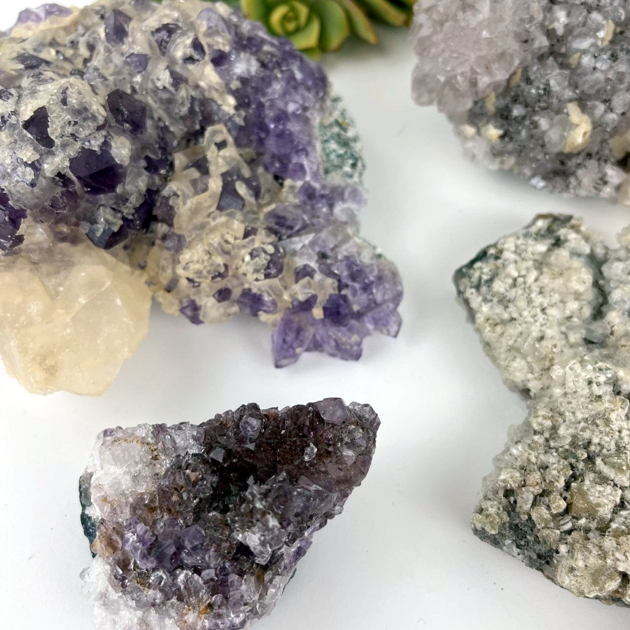 up close of the amethyst pieces