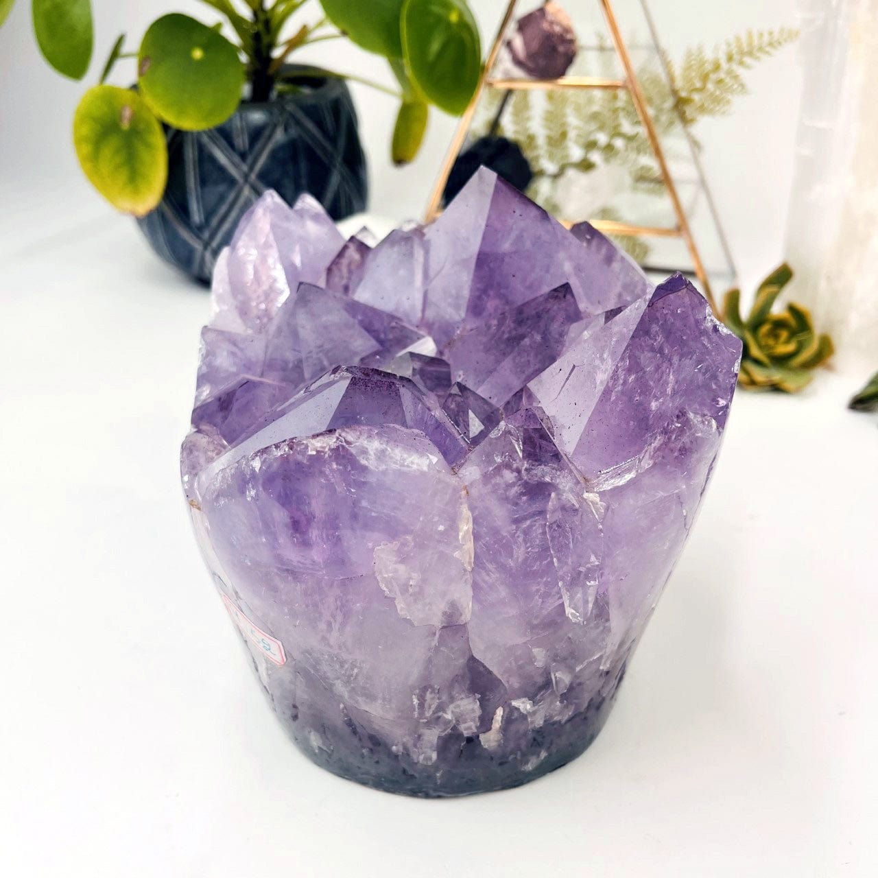 Amethyst Crystal Cluster  - Gorgeous Large Crystals with Polished Sides showing side view