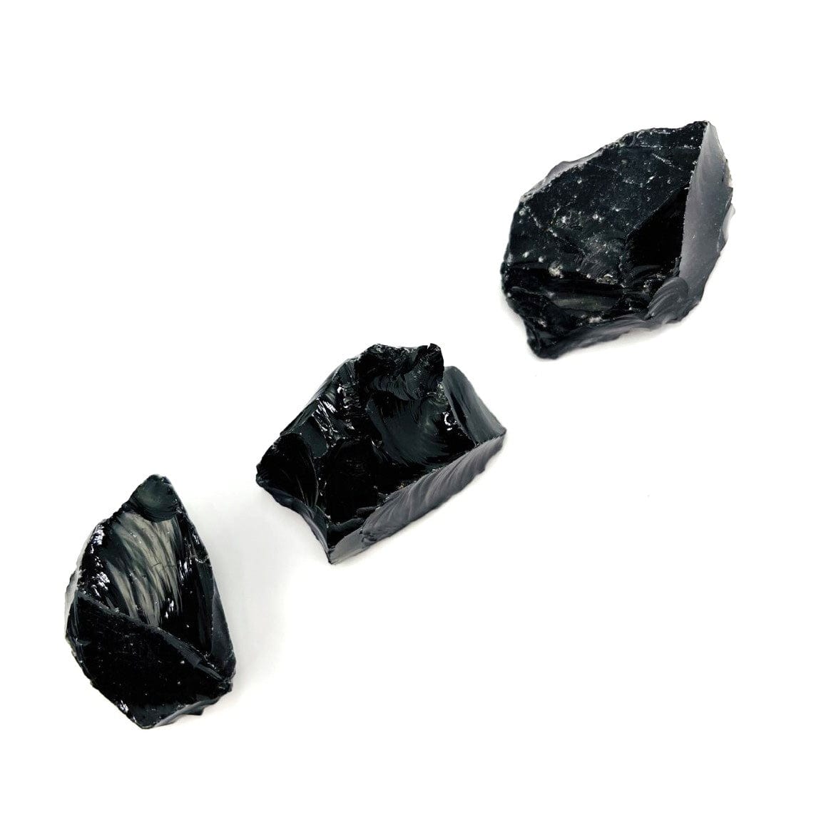 3 Black Obsidian Natural Stones