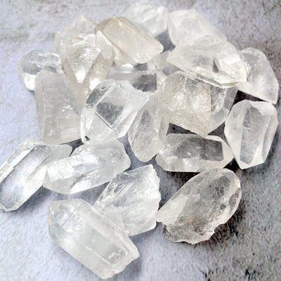Crystal Quartz Natural Stone Points in a pile up close