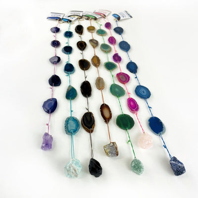 Agate Wall Hanging with Accent Stone on Cotton Cording (WCHM-S2)