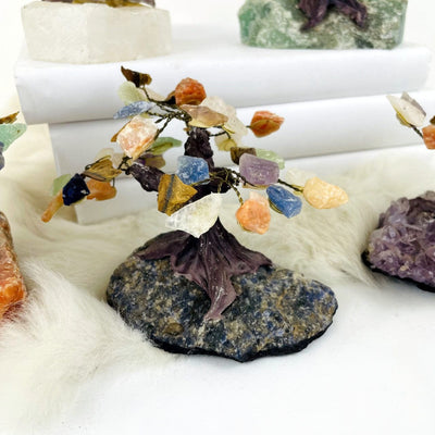Gemstone Assorted Crystal Trees with Rough Sodalite Stone Base