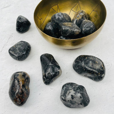 tumbled stones displayed as home decor